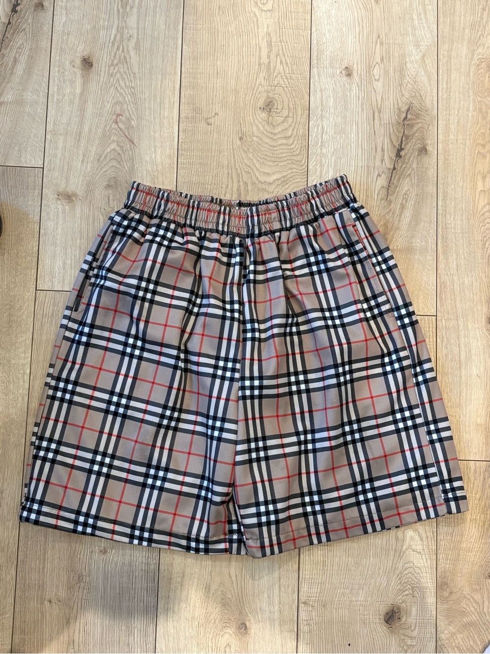 Burberry Beige Check Elastic Waist Men’s Shorts